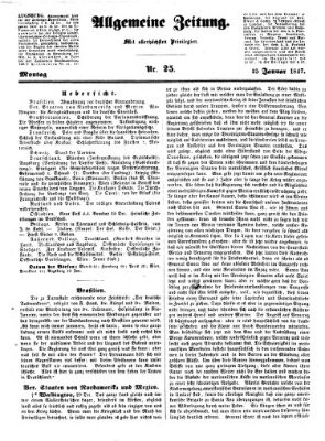 Allgemeine Zeitung Montag 25. Januar 1847