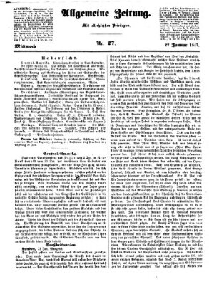 Allgemeine Zeitung Mittwoch 27. Januar 1847