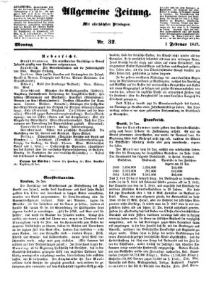 Allgemeine Zeitung Montag 1. Februar 1847