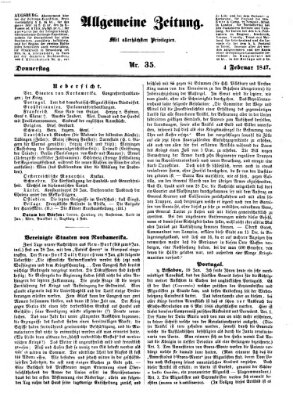 Allgemeine Zeitung Donnerstag 4. Februar 1847