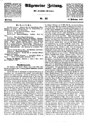 Allgemeine Zeitung Freitag 12. Februar 1847