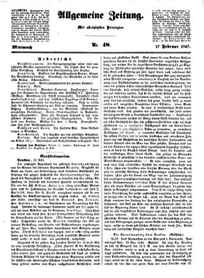 Allgemeine Zeitung Mittwoch 17. Februar 1847