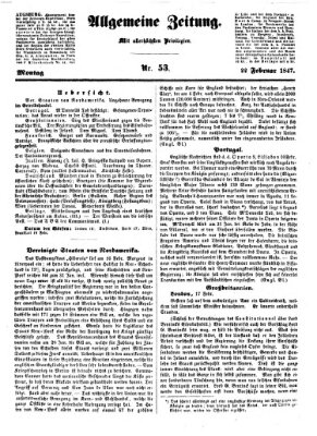 Allgemeine Zeitung Montag 22. Februar 1847