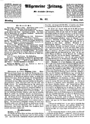 Allgemeine Zeitung Dienstag 2. März 1847