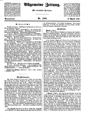 Allgemeine Zeitung Samstag 10. April 1847