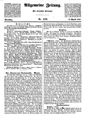 Allgemeine Zeitung Dienstag 13. April 1847