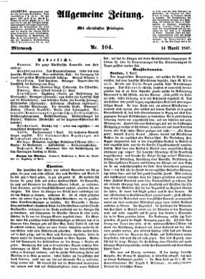 Allgemeine Zeitung Mittwoch 14. April 1847