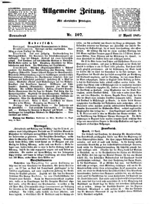 Allgemeine Zeitung Samstag 17. April 1847