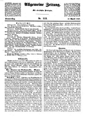 Allgemeine Zeitung Donnerstag 22. April 1847