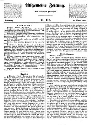 Allgemeine Zeitung Sonntag 25. April 1847