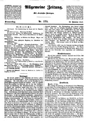 Allgemeine Zeitung Donnerstag 24. Juni 1847