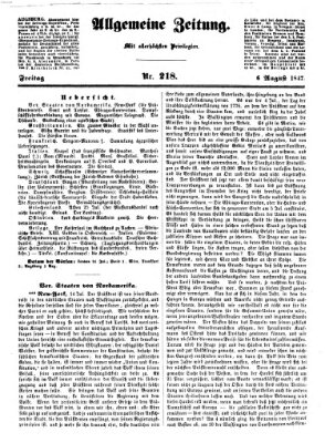 Allgemeine Zeitung Freitag 6. August 1847