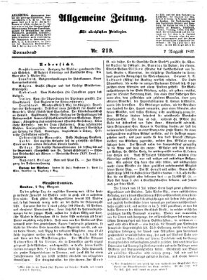 Allgemeine Zeitung Samstag 7. August 1847