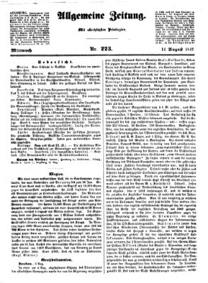 Allgemeine Zeitung Mittwoch 11. August 1847