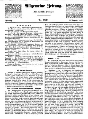 Allgemeine Zeitung Freitag 20. August 1847