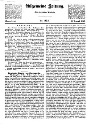 Allgemeine Zeitung Samstag 21. August 1847