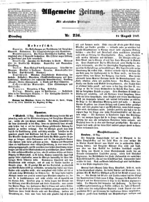 Allgemeine Zeitung Dienstag 24. August 1847