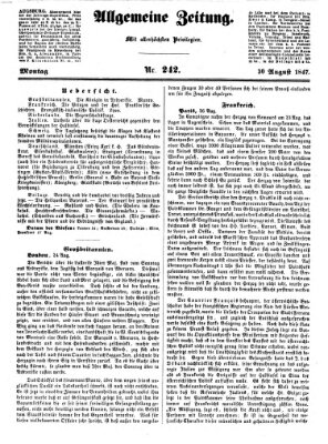 Allgemeine Zeitung Montag 30. August 1847