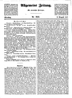 Allgemeine Zeitung Dienstag 31. August 1847