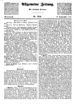 Allgemeine Zeitung Samstag 11. September 1847