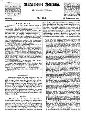 Allgemeine Zeitung Montag 13. September 1847