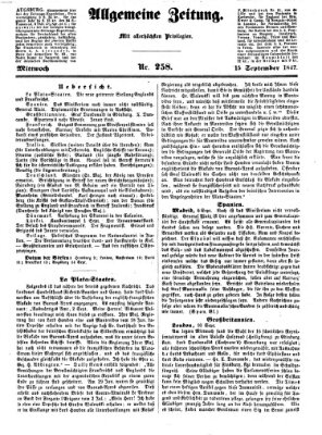 Allgemeine Zeitung Mittwoch 15. September 1847