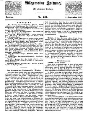 Allgemeine Zeitung Sonntag 19. September 1847