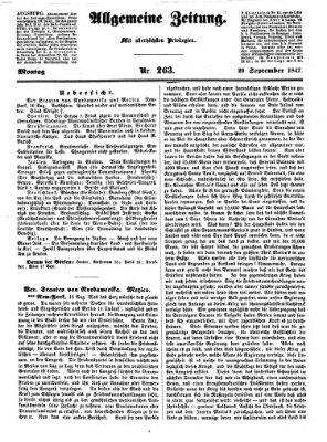 Allgemeine Zeitung Montag 20. September 1847