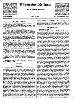 Allgemeine Zeitung Donnerstag 23. September 1847