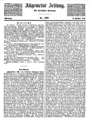 Allgemeine Zeitung Montag 10. Juli 1848