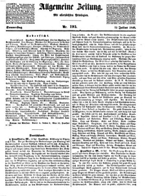 Allgemeine Zeitung Donnerstag 13. Juli 1848