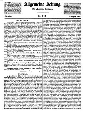 Allgemeine Zeitung Dienstag 1. August 1848