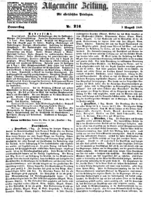 Allgemeine Zeitung Donnerstag 3. August 1848