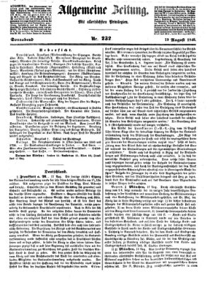 Allgemeine Zeitung Samstag 19. August 1848