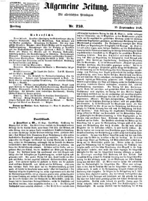 Allgemeine Zeitung Freitag 15. September 1848