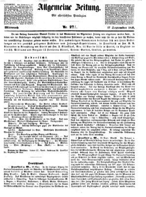 Allgemeine Zeitung Mittwoch 27. September 1848