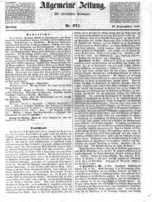 Allgemeine Zeitung Freitag 29. September 1848