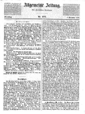 Allgemeine Zeitung Dienstag 3. Oktober 1848