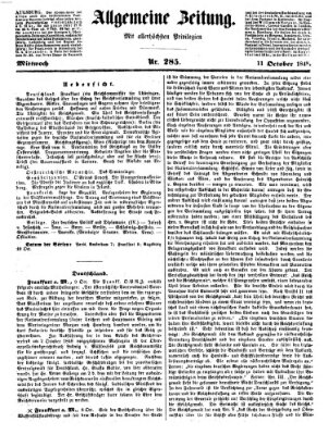 Allgemeine Zeitung Mittwoch 11. Oktober 1848