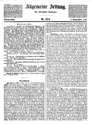 Allgemeine Zeitung Donnerstag 9. November 1848