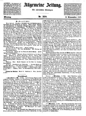 Allgemeine Zeitung Sonntag 12. November 1848