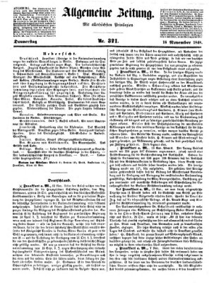 Allgemeine Zeitung Donnerstag 16. November 1848