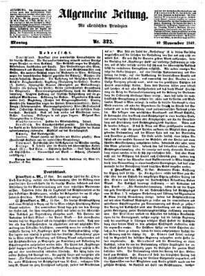 Allgemeine Zeitung Montag 20. November 1848