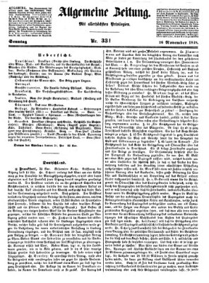 Allgemeine Zeitung Sonntag 26. November 1848