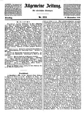 Allgemeine Zeitung Dienstag 28. November 1848