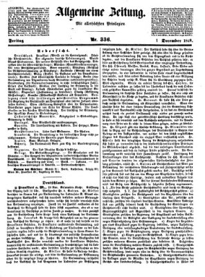 Allgemeine Zeitung Freitag 1. Dezember 1848