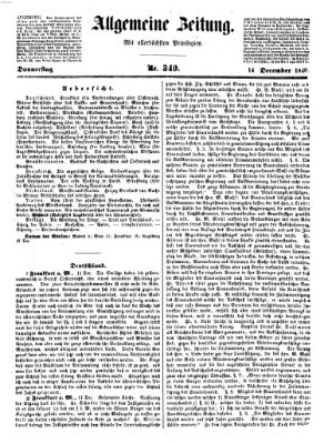 Allgemeine Zeitung Donnerstag 14. Dezember 1848