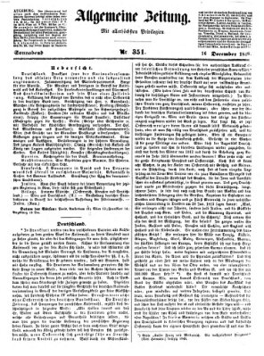 Allgemeine Zeitung Samstag 16. Dezember 1848