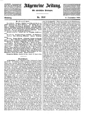 Allgemeine Zeitung Sonntag 17. Dezember 1848