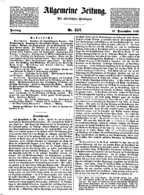 Allgemeine Zeitung Freitag 22. Dezember 1848